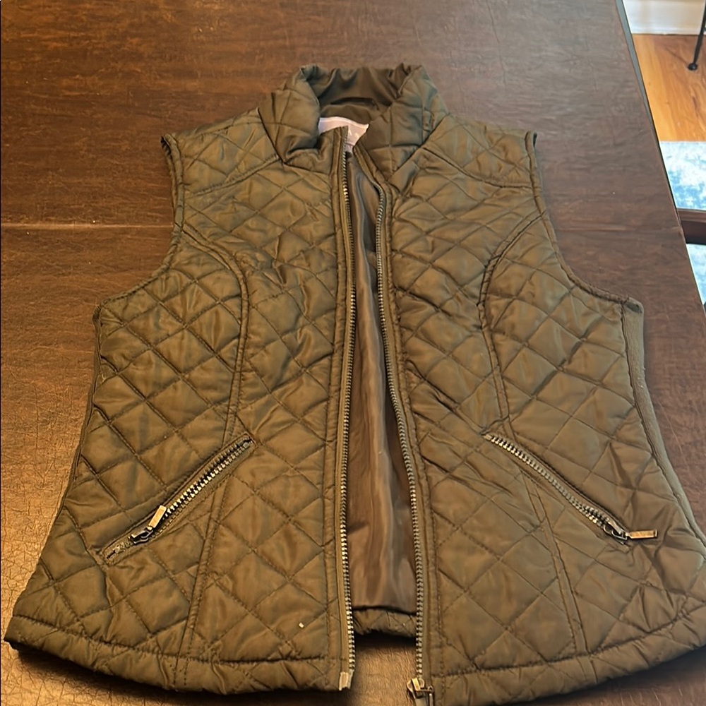 Laura Scott Dark Green Quilted Women'sVest Size  medium